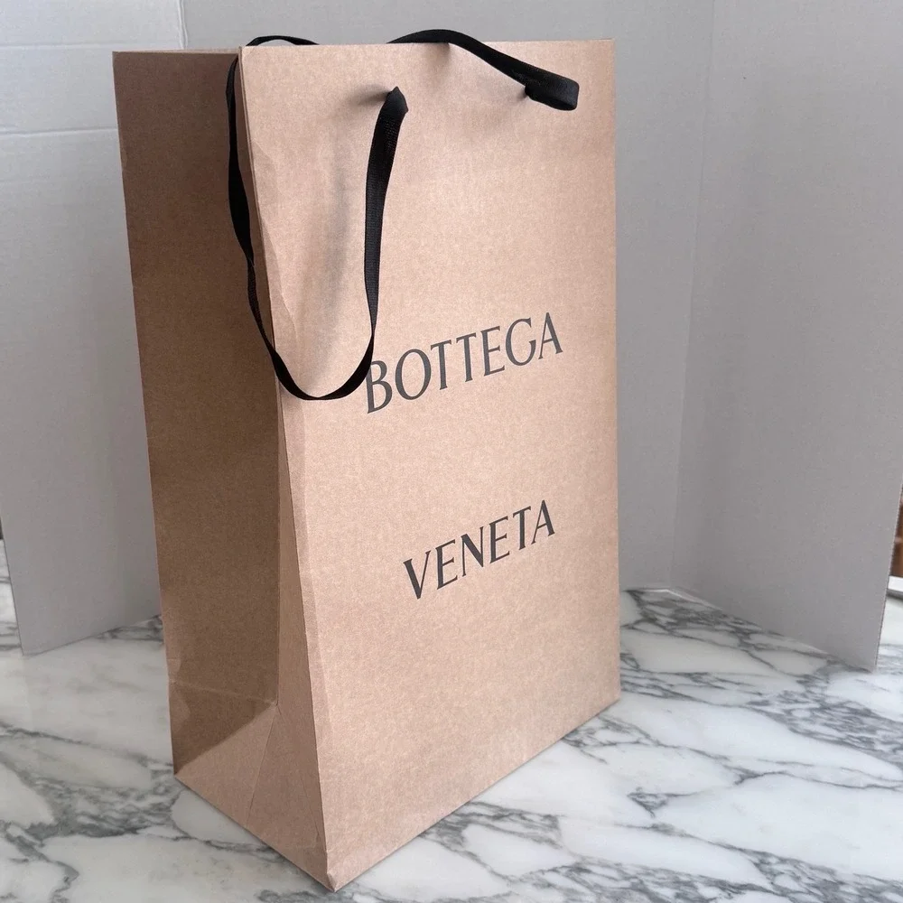 Bottega Veneta Large Brown Kraft Paper Shopping Bag-Black Ribbon Handles 14